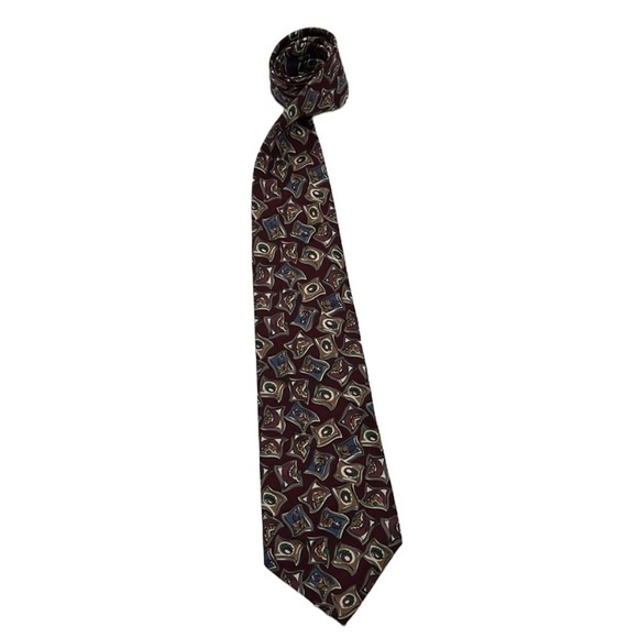 Vintage Surrey Marron Abstract 100% Silk Tie - Picture 1 of 3